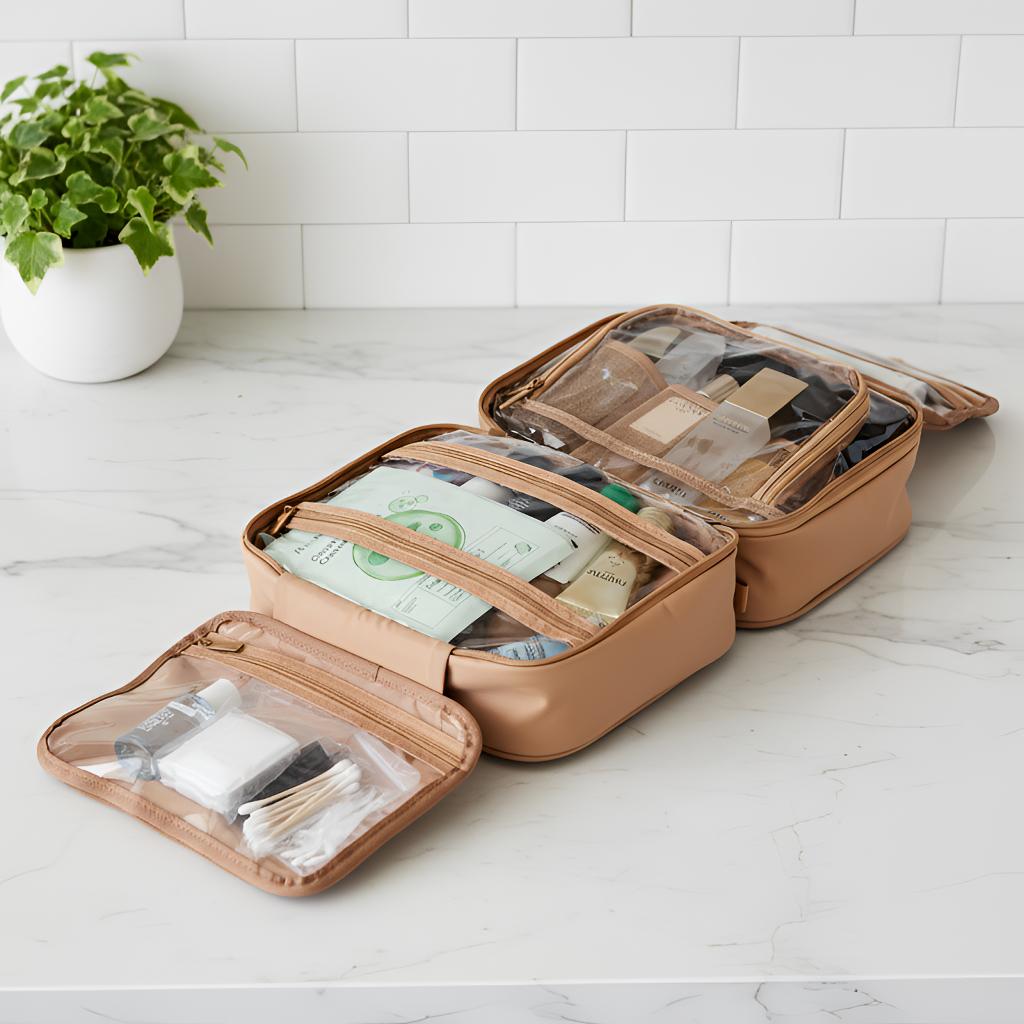 4-Compartment Toiletry Bag – Unzips Flat for Easy Access