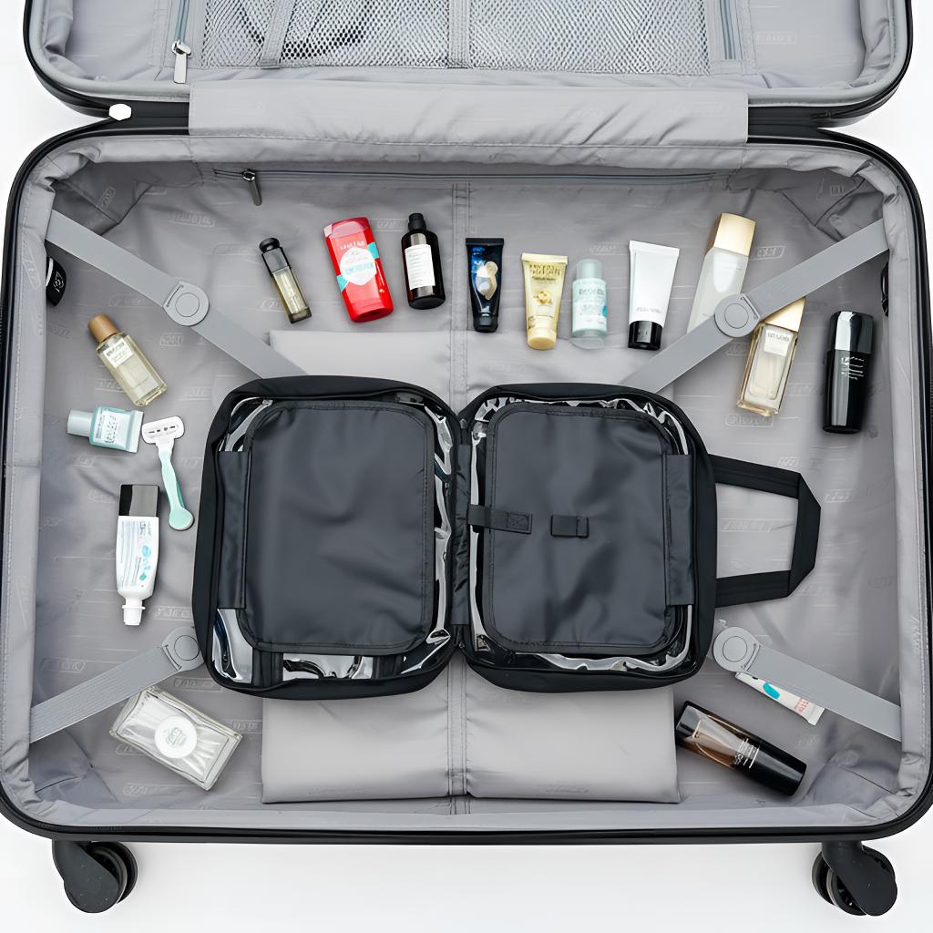 4-Compartment Toiletry Bag – Unzips Flat for Easy Access