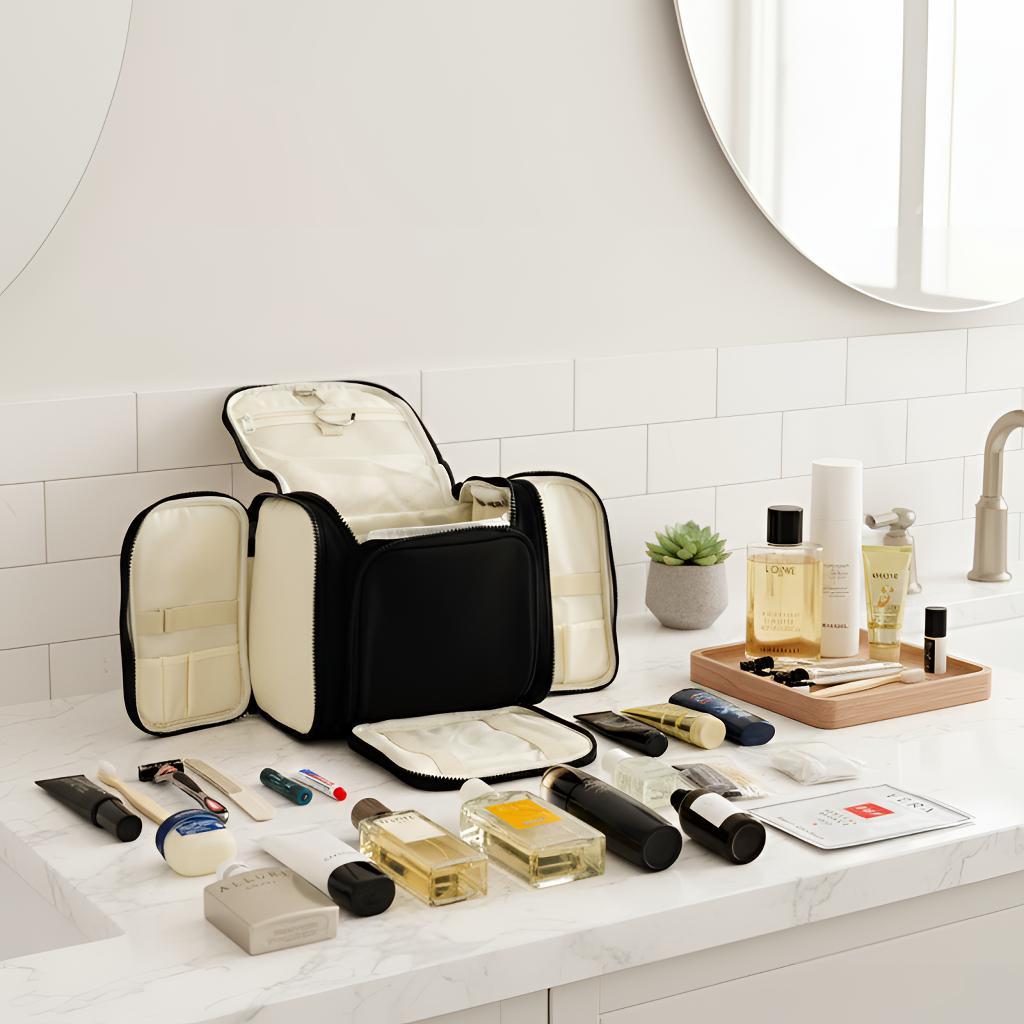 Double-Open Toiletry Bag – Wide Access, Built-in Compartments
