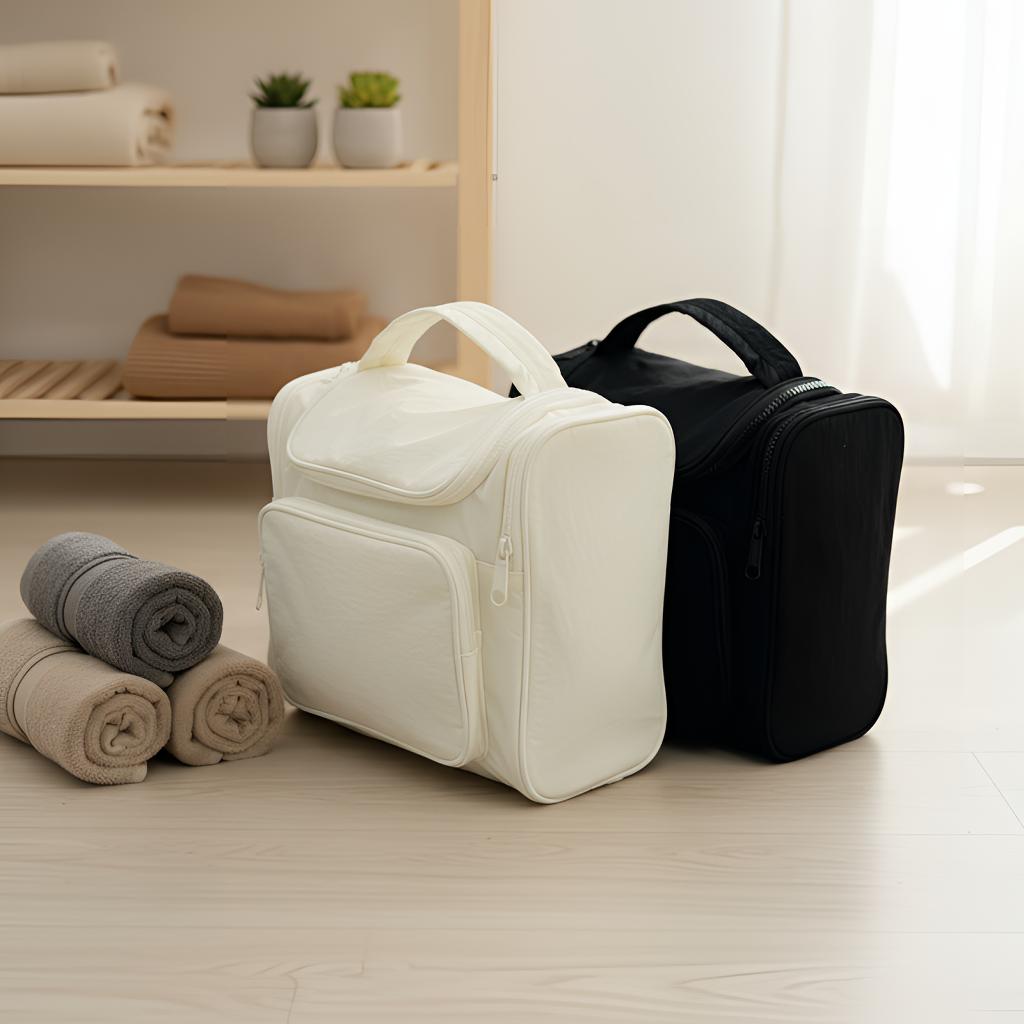 Double-Open Toiletry Bag – Wide Access, Built-in Compartments