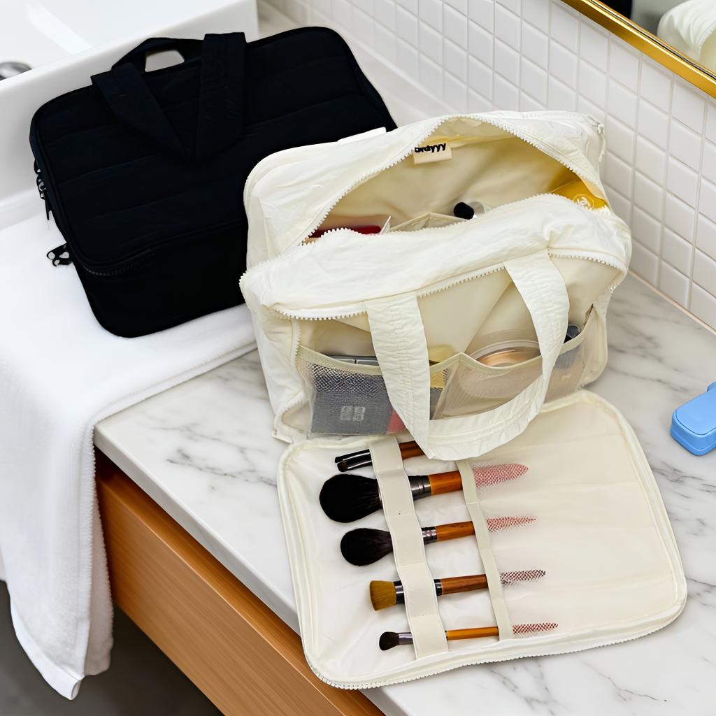 Toiletry Tote Bag – Lightweight, Handbag Style with 2 Sections